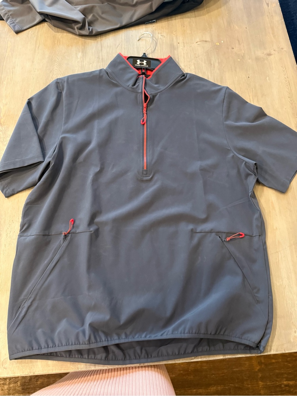 Under Armour Storm Grey Half-Zip golf Pullover with Red Trim